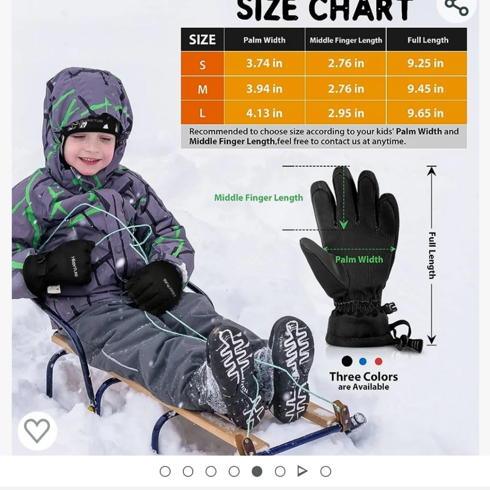 Hikentura Kids Snow Gloves size medium 7-12 , Waterproof Insulated 3 M t…